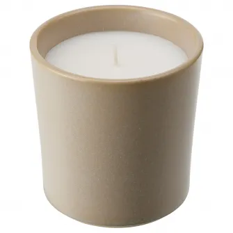 IKEA JÄMLIK Lumanare parfumata/suport ceramica, vanilie/bej deschis, 50 h