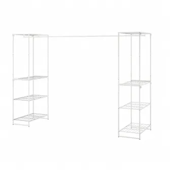 IKEA JOSTEIN Etajera cu bara umerase, interior/exterior/sarma alb, 61x166/270x180 cm