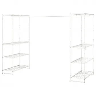 IKEA JOSTEIN Etajera cu bara umerase, interior/exterior/sarma alb, 81x166/270x180 cm