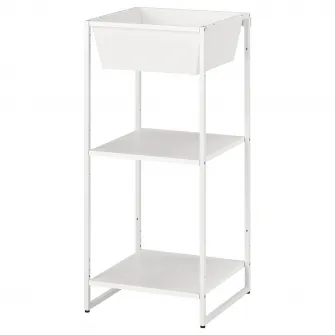IKEA JOSTEIN Etajera cu recipient, interior/exterior/metal alb, 41x40x90 cm