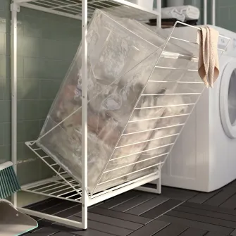IKEA JOSTEIN Sacosa cu suport, alb/trnsp interior/exterior, 60x40x74 cm
