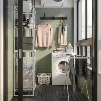 IKEA JOSTEIN Sacosa cu suport, alb/trnsp interior/exterior, 60x40x74 cm