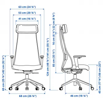 IKEA JÄRVFJÄLLET Scaun rotativ cu brate, Glose negru