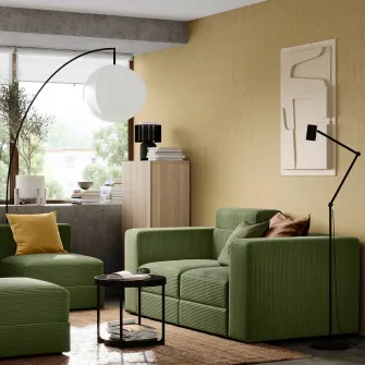 IKEA JÄTTEBO Canapea modulara 2locuri, cu tetiera/Samsala galben-verde inchis