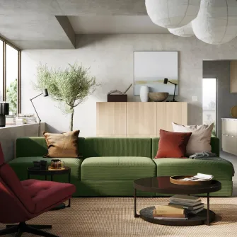 IKEA JÄTTEBO Canapea modulara, 4,5 locuri, Samsala galben-verde inchis