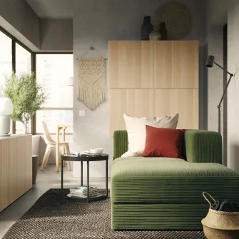 IKEA JÄTTEBO Modul sezlong, dreapta, cu brat/Samsala galben-verde inchis