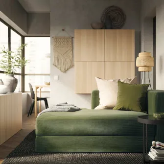 IKEA JÄTTEBO Modul sezlong, stanga, cu brat/Samsala galben-verde inchis