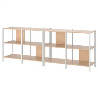 IKEA JÄTTESTA Ansamblu depozitare, alb/bambus deschis, 240x40x85 cm