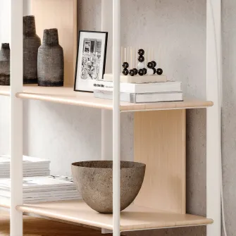 IKEA JÄTTESTA Etajera, alb/bambus deschis, 120x85 cm