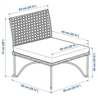 IKEA JUTHOLMEN Fotoliu exterior, gri inchis/Kuddarna gri deschis-bej, 65x73x71 cm