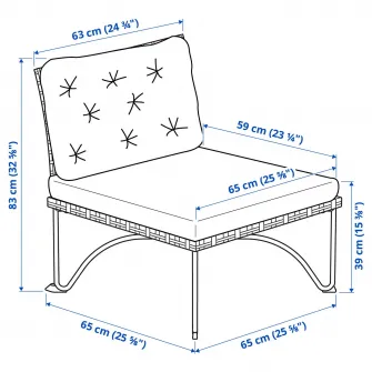 IKEA JUTHOLMEN Fotoliu exterior, gri inchis/Kuddarna gri deschis-bej, 65x73x83 cm