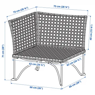 IKEA JUTHOLMEN Sectiune colt exterior, gri-maro inchis