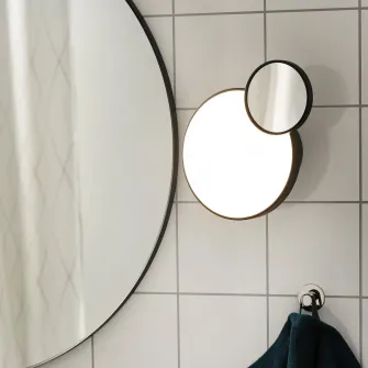 IKEA KABOMBA Aplica LED cu oglinda, intensitate reglabila mat/negru, 20 cm