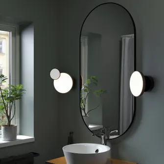 IKEA KABOMBA Aplica LED cu oglinda, intensitate reglabila mat/negru, 20 cm