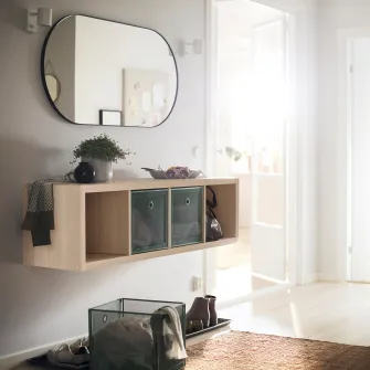 IKEA KALLAX Etajera, aspect stejar antichizat, 42x147 cm