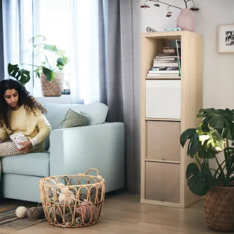 IKEA KALLAX Etajera, aspect stejar antichizat, 42x147 cm