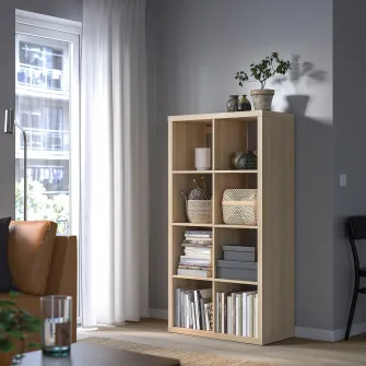 IKEA KALLAX Etajera, aspect stejar antichizat, 77x147 cm
