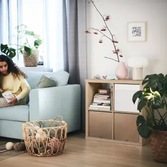 IKEA KALLAX Etajera, aspect stejar antichizat, 77x77 cm