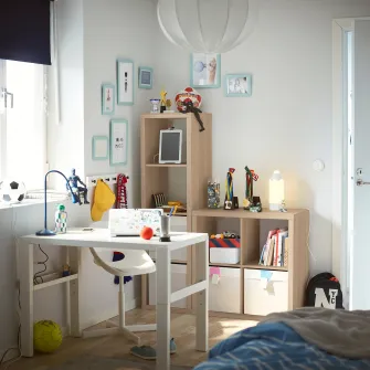 IKEA KALLAX Etajera, aspect stejar antichizat, 77x77 cm