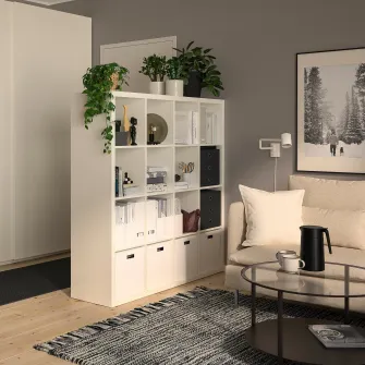 IKEA KALLAX Etajera, lucios alb, 147x147 cm