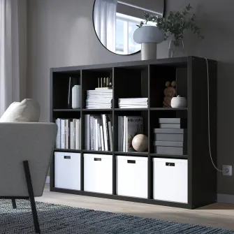 IKEA KALLAX Etajera, negru-maro, 112x147 cm