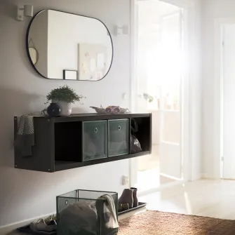 IKEA KALLAX Etajera, negru-maro, 42x147 cm