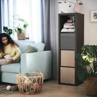 IKEA KALLAX Etajera, negru-maro, 42x147 cm