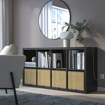 IKEA KALLAX Etajera, negru-maro, 77x147 cm