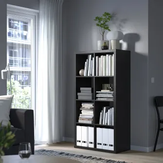 IKEA KALLAX Etajera, negru-maro, 77x147 cm