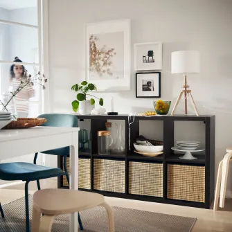 IKEA KALLAX Etajera, negru-maro, 77x147 cm