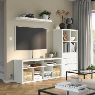 IKEA KALLAX / LACK Ansamblu depozitare TV, alb, 224x39x147 cm