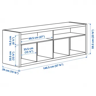 IKEA KALLAX / LACK Ansamblu depozitare TV, alb, 224x39x147 cm