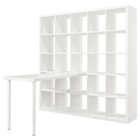 IKEA KALLAX / LAGKAPTEN Combinatie birou, alb, 182x159x182 cm