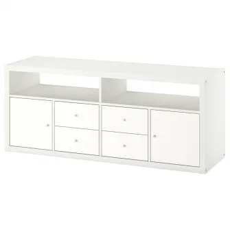 IKEA KALLAX Ansamblu depozitare TV, alb, 147x39x60 cm