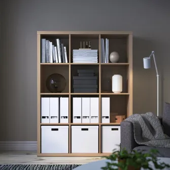 IKEA KALLAX Etajera, aspect stejar antichizat, 112x147 cm