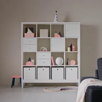 IKEA KALLAX Etajera cu cadru, alb/alb, 147x164 cm
