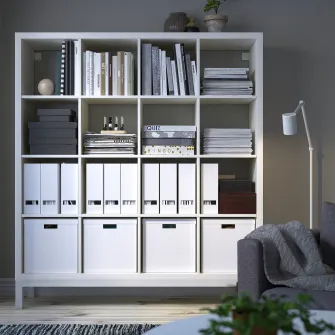 IKEA KALLAX Etajera cu cadru, alb/alb, 147x164 cm
