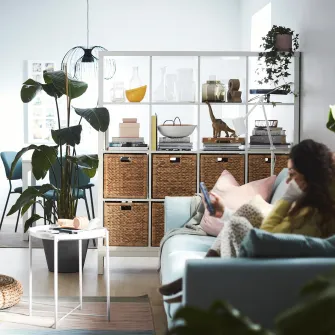 IKEA KALLAX Etajera cu cadru, alb/alb, 147x164 cm