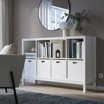 IKEA KALLAX Etajera cu cadru, alb/alb, 147x94 cm