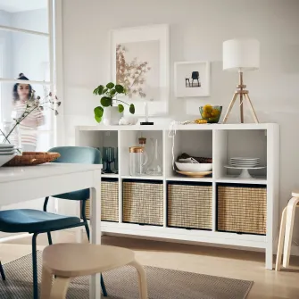 IKEA KALLAX Etajera cu cadru, alb/alb, 147x94 cm