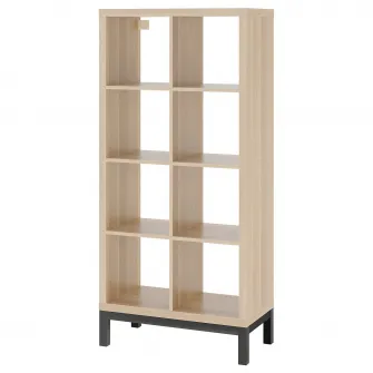 IKEA KALLAX Etajera cu cadru, aspect stejar antichizat/negru, 77x164 cm