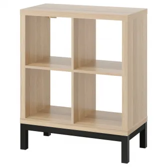IKEA KALLAX Etajera cu cadru, aspect stejar antichizat/negru, 77x94 cm