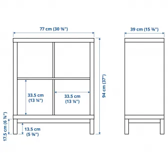 IKEA KALLAX Etajera cu cadru, aspect stejar antichizat/negru, 77x94 cm