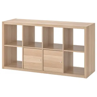 IKEA KALLAX Etajera cu usi, aspect stejar antichizat, 77x147 cm