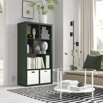 IKEA KALLAX Etajera, verde inchis, 147x77 cm