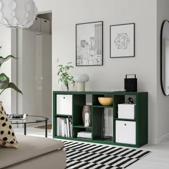 IKEA KALLAX Etajera, verde inchis, 147x77 cm