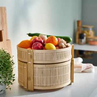 IKEA KANELMOTT Cos legume/fructe, set 2 bucati, bambus