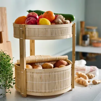 IKEA KANELMOTT Cos legume/fructe, set 2 bucati, bambus