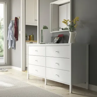 KILBERGET comoda 6 sertare, alb, 144x78 cm