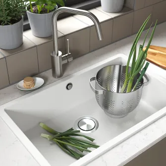 IKEA KILSVIKEN Chiuveta incorporata, 1 cuva, alb compozit cuart, 72x46 cm
